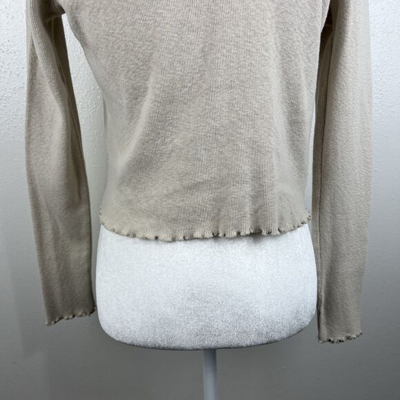 MNG Mango Sweater Women Medium Beige Ribbon Tie Knit Cardigan Long Sleeve - Picture 12 of 12